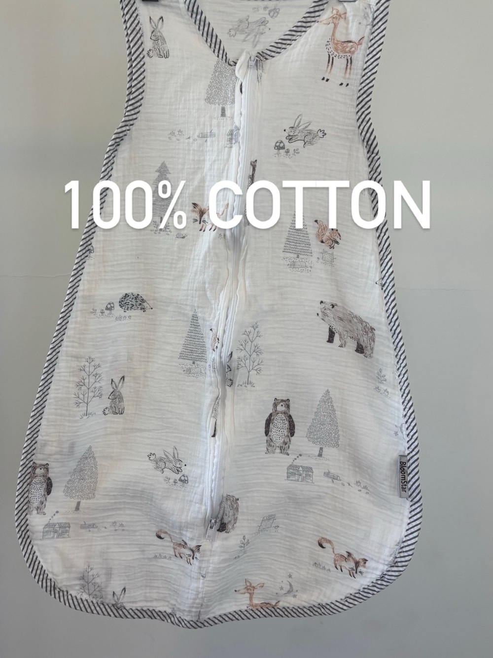 bloomSTAR 100% cotton | sleep sack | woodland forest print | baby wearable